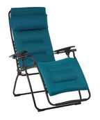 HomeRoots Zero Gravity Recliner - Black Frame - Coral Blue Fabric