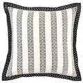 Rizzy Home Stripe 18" x 18" Down Pillow with Textured Cotton Cover-Black/Ivory