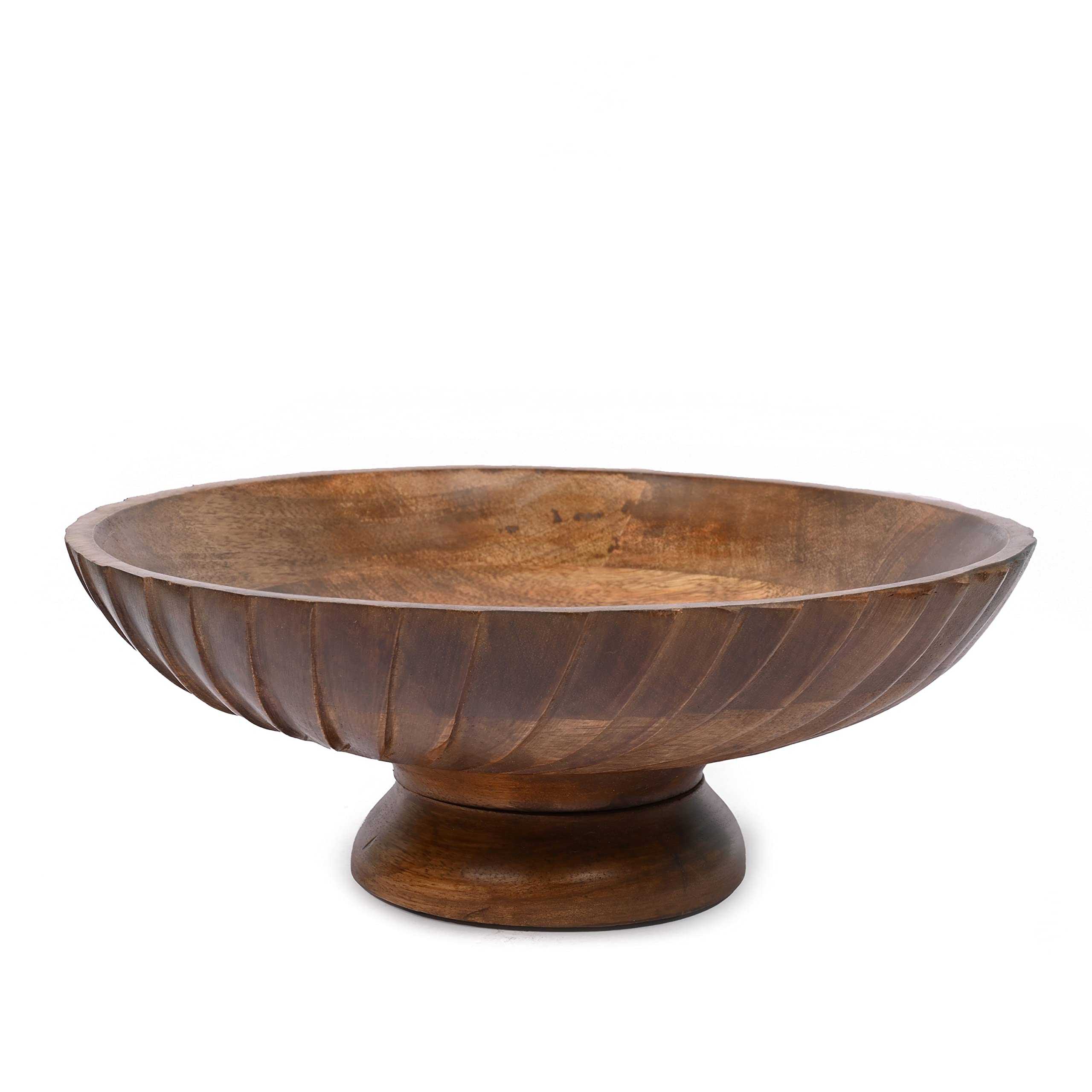 EDHAS Mango Wood Decorative Wooden Bowl Hand Carved Home Decor for Dining Table Center, Living Room, Kitchen D  cor (12' x 12' 
