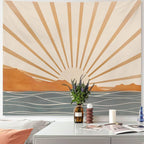 Apdidl Boho Tapestry Wall Hanging for Bedroom Aesthetic, Bohemian Sun Sunrise Sea Vintage Tapestries for Living Room, Retro Hipp