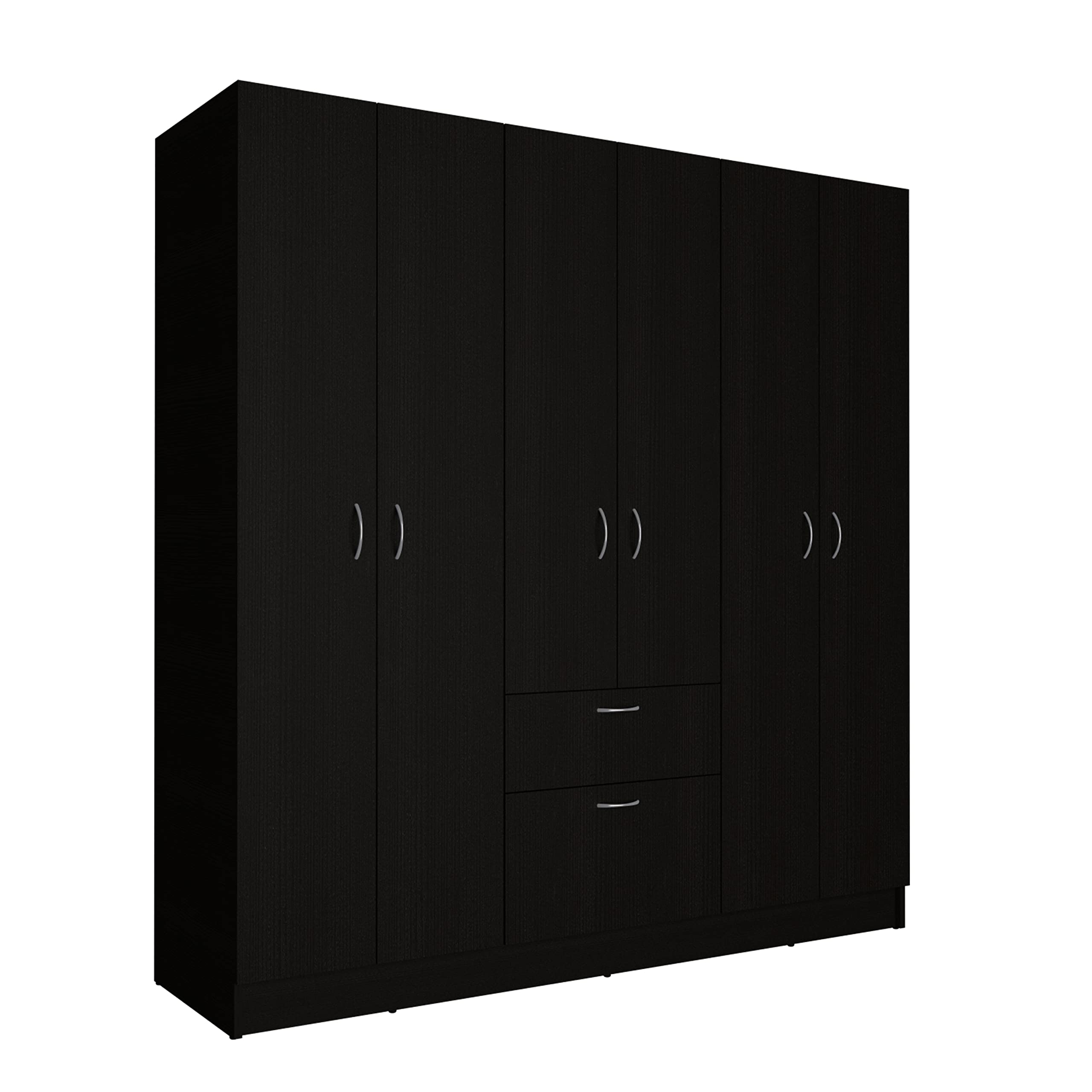 Depot E-Shop Kibo 6 Doors Armoire with One Drawer, Rod, and Seven Interior Shelves, 71.26" H, Black/White, Bedroom