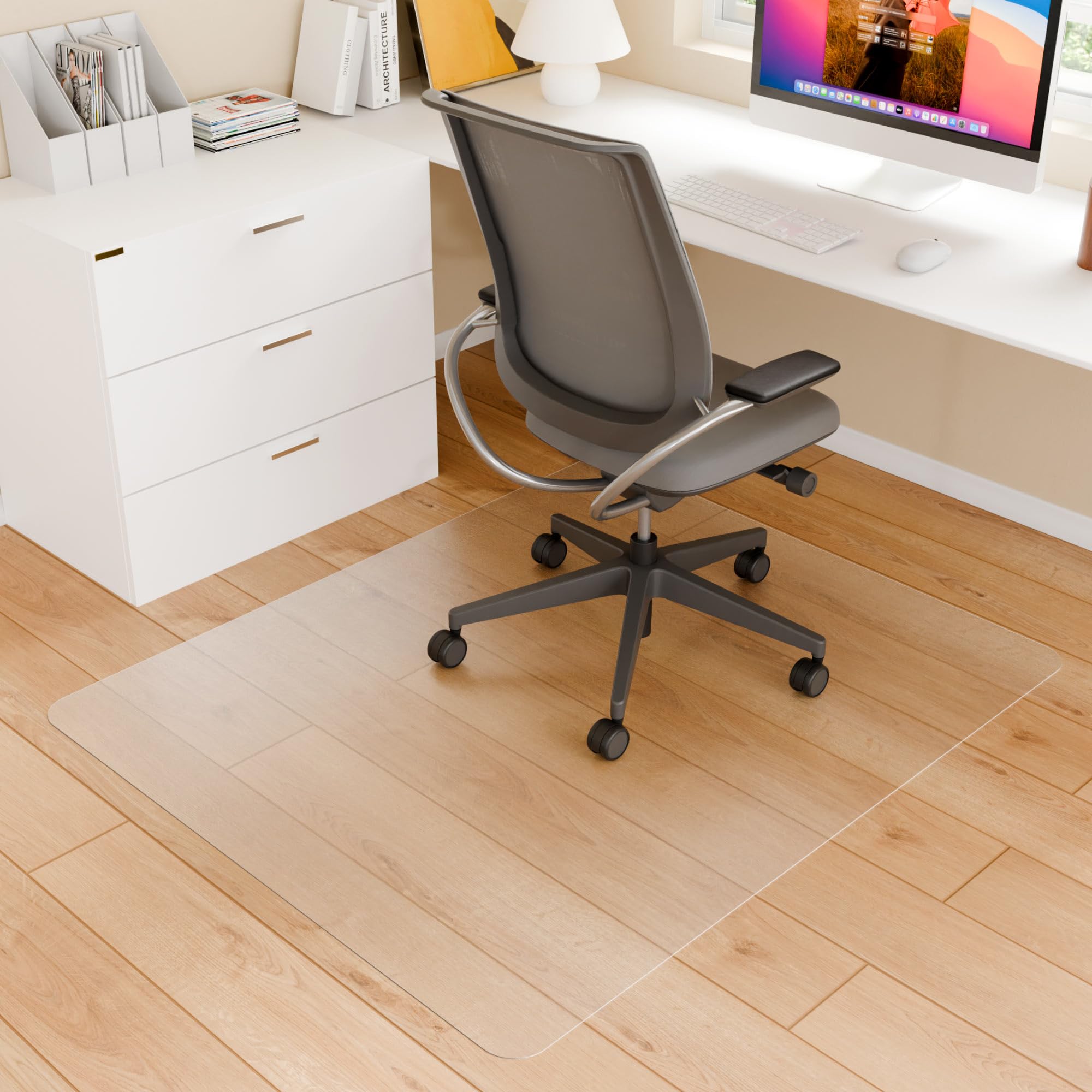 Futurwit Office Chair Mat For Hard Floors, 48' X 40' Hardwood Clear Protector For Desk Chair, Easy Glide Plastic Floor Mat For