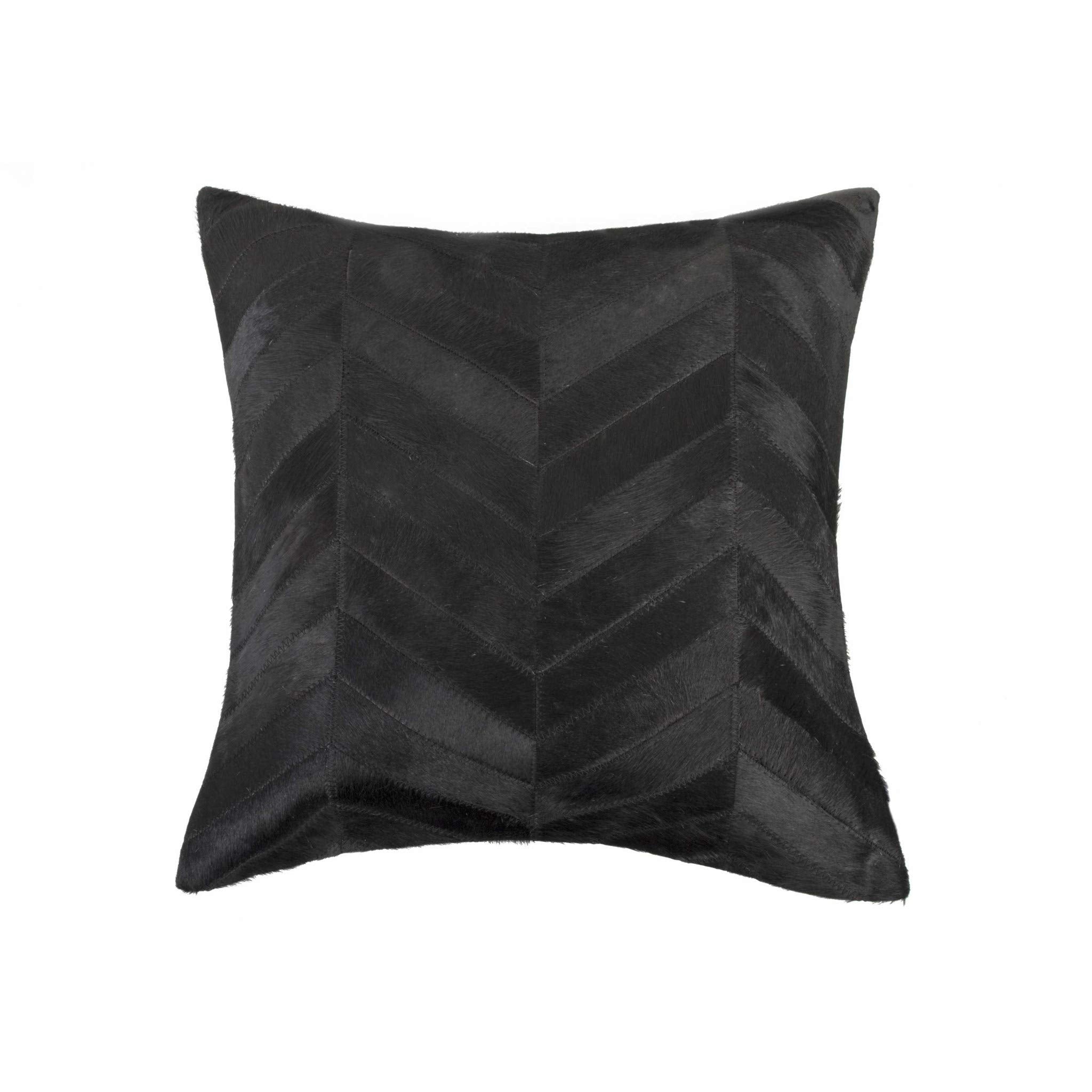 HomeRoots Black & Natural Cowhide Pillow, Microsuede, Polyfill Luxury Pillow with Hidden Zipper For living Room, Bedroom, Sofa, Indoor Pillow, Decor Pillow, Decorative Throw Pillow 18' X 18' X 5'