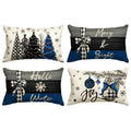 Avoin Colorlife Merry Christmas Joy Xmas Trees Blue And Black Throw Pillow Covers, 12 X 20 Inch Christmas Winter Holiday Cushion