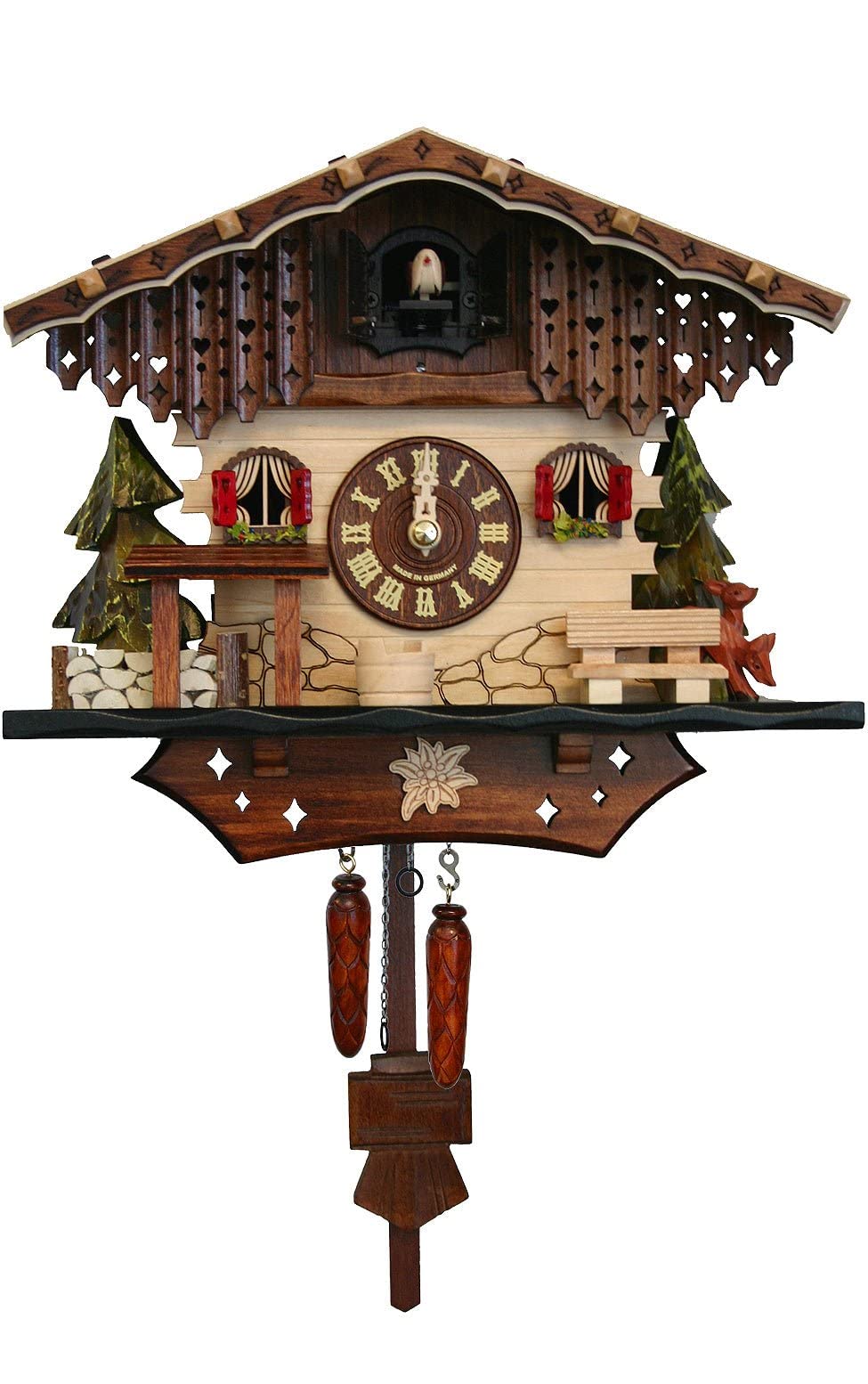 Alexander Taron 402Qm Engstler Battery-Operated Cuckoo Clock-Full 8.5" H X 10" W X 6" D, One Size, Brown