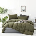 Clothknow Olive Green Queen Comforter Set 3Pcs Green Bedding Comforter Sets Light Green Queen Comforter Soft Dark Green Queen Size Comforter Set