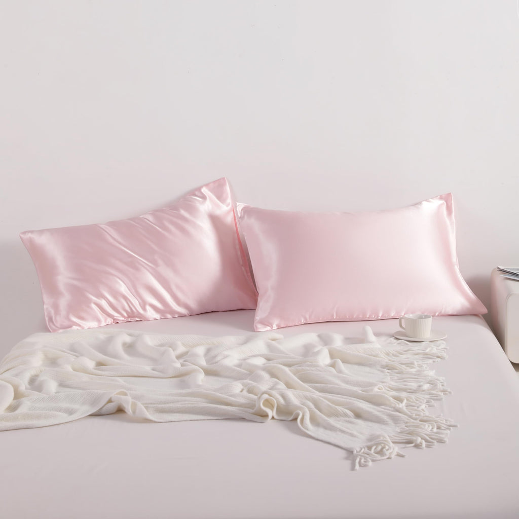 Ntbay 2 Pack Satin Standard Pillowcases For Hair And Skin, Luxurious And Silky Pillow Cases With Envelope Closure, 20X26 Inches, Light Pink