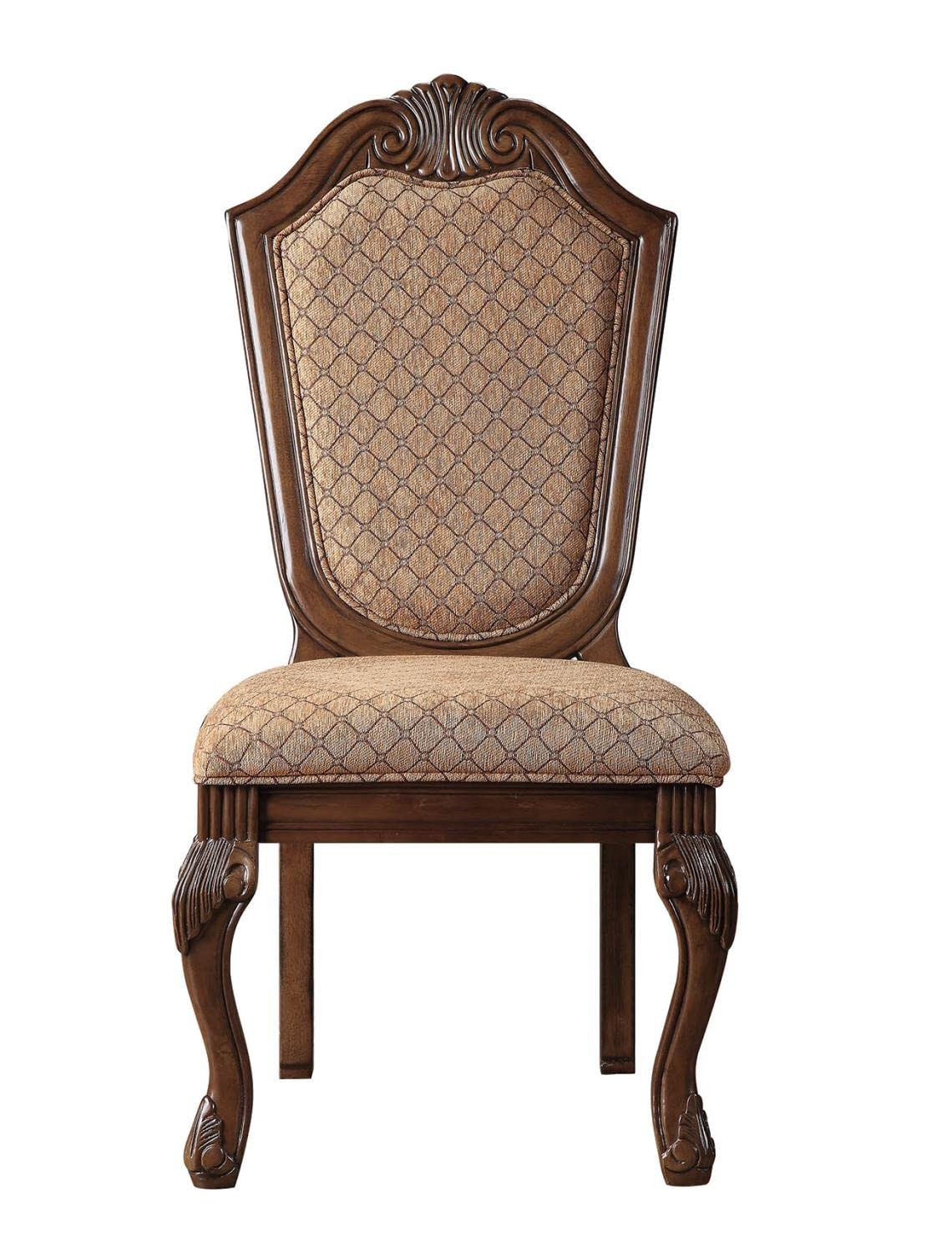 Acme Furniture Chateau De Ville Side Chair (Set-2) in Fabric & Cherry