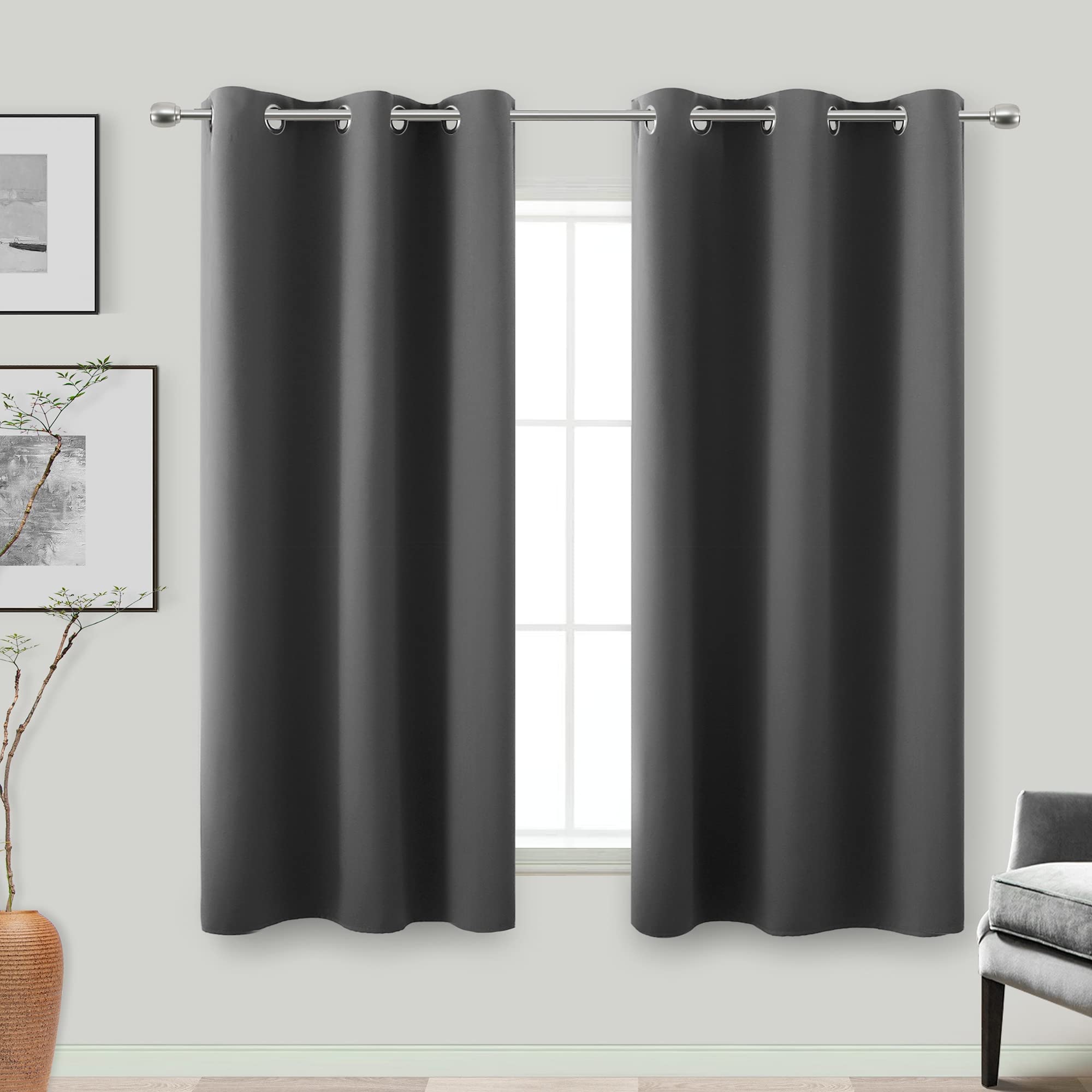 Black Out Blinds for Window Modern Kitchen Bedroom Small Windows,2 Panels Grommet Winter Thermal Blocking Nursery Thick Blackout