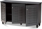 Click to see full view      5+  VIDEO Baxton Studio Wadia Modern and Contemporary Dark Gray 3-Door Wooden Entryway Shoe Storage Cabinet