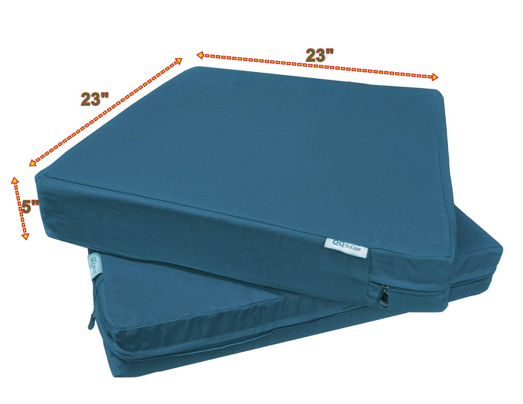 Qqbed 2 Pack Outdoor Patio Chair Pillow Seat Water-Resistant Cushion Covers In Pacific Blue Color 23'X23'X5' - Replacement Co