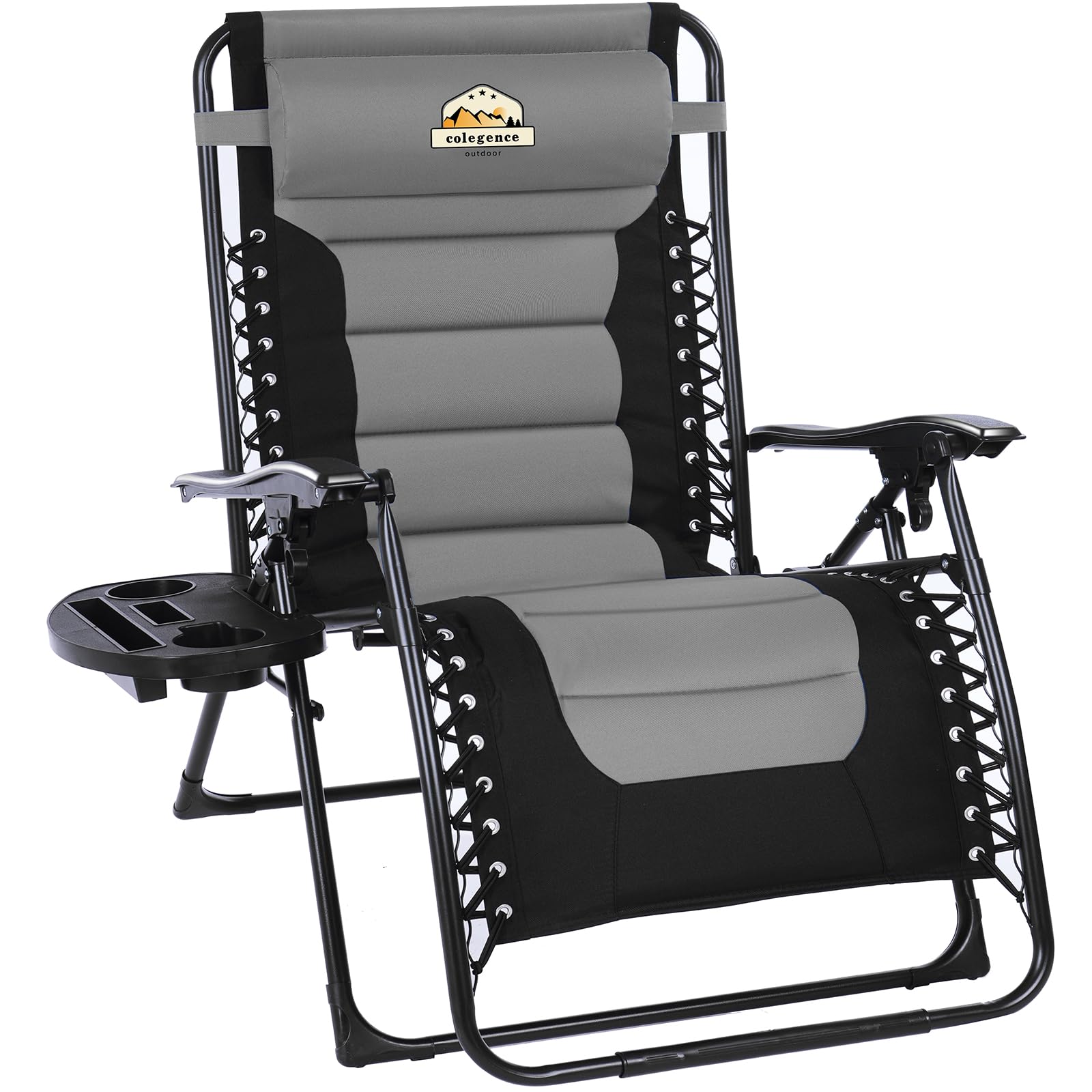 Colegence Oversized Padded Zero Gravity Lounge Chair, Foldable Patio Anti Gravity Reclining Chairs Folding Lawn Recliner with Cu