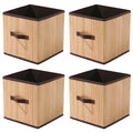 Homestorie EcoFriendly Foldable Natural Bamboo Cube Storage Basket (Pack Of 4) (Ar1540)