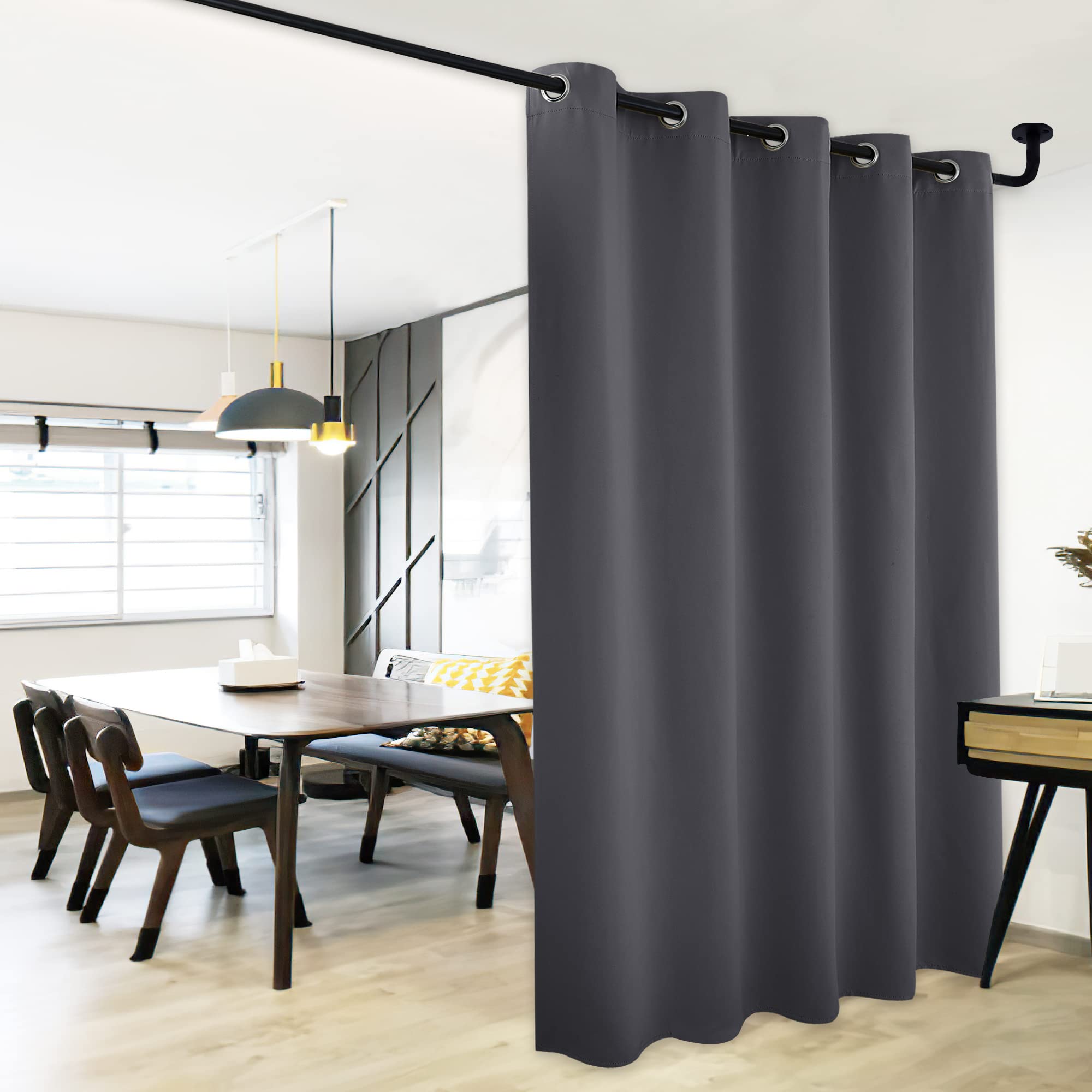 Nicetown Sliding Door Curtains, Wide Thermal Blackout Patio Door Curtain Panel, Sliding Door Drapes/Draperies With Grommet Top (Gray, W70 X L84)