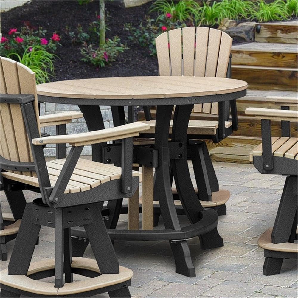 American Furniture Classics Five Piece Round Counter Height Dining Set, Weatherwood/Black