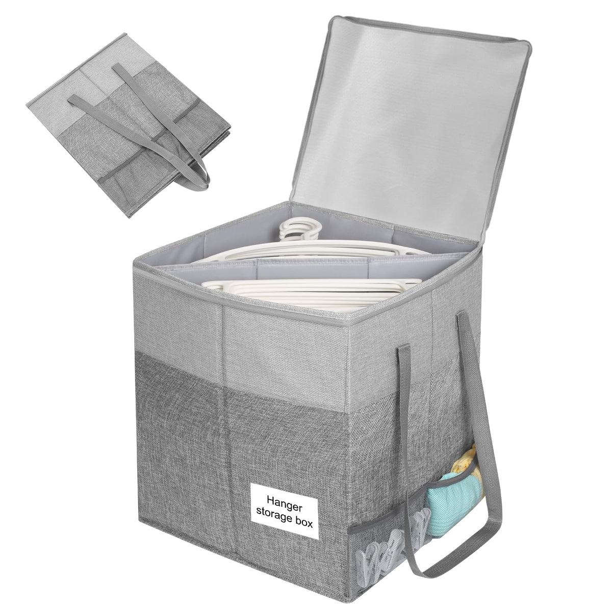 Dawutian Clothes Hanger Storage Organizer Bag with Lid (17in Height,Grey)