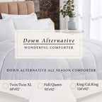 Hig 3Pc Down Alternative Comforter Set - All Season Reversible Comforter With Two Sham - Quilted Duvet Insert With Corner Tabs -