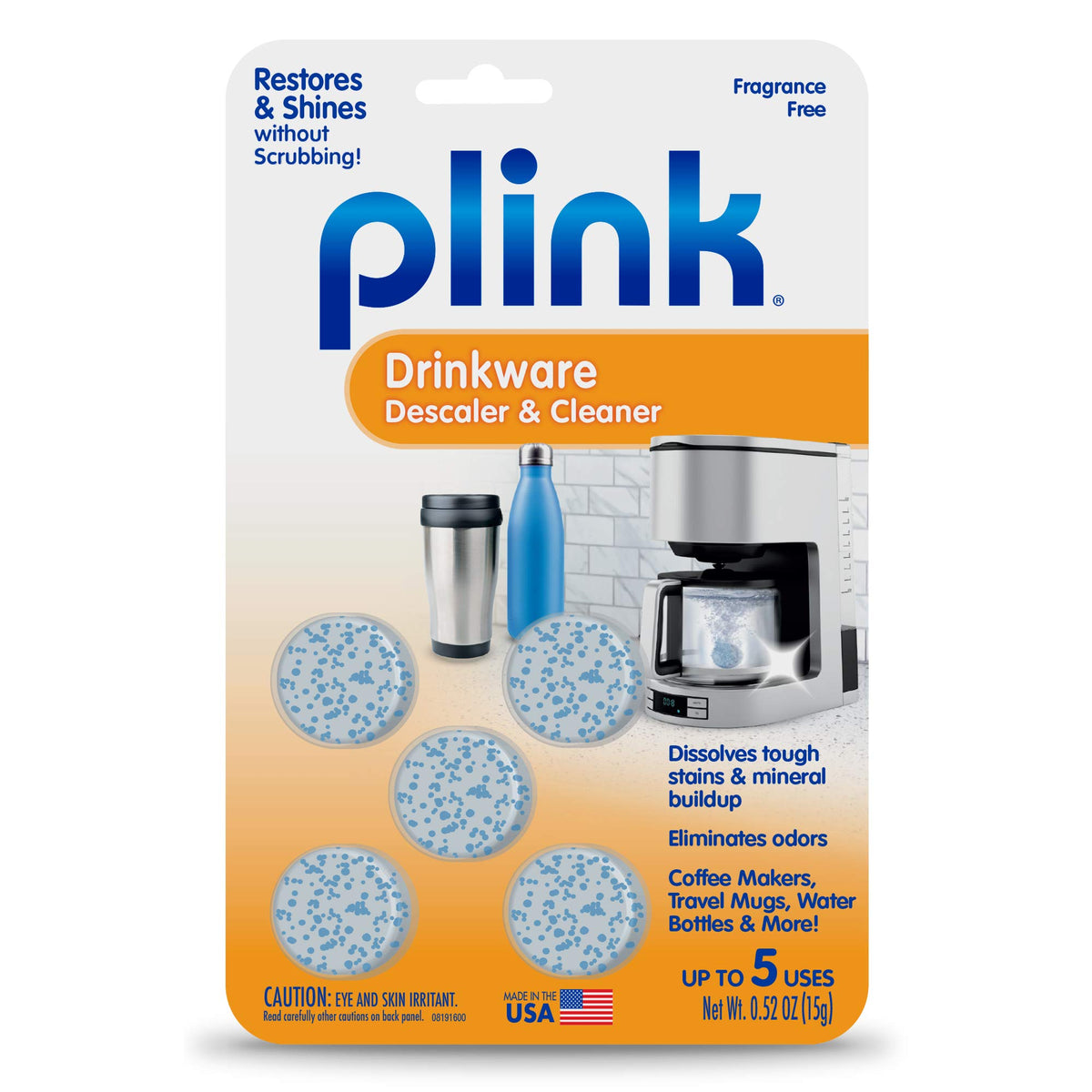 Plink Drinkware Descaler and Cleaner, 5 Tablets