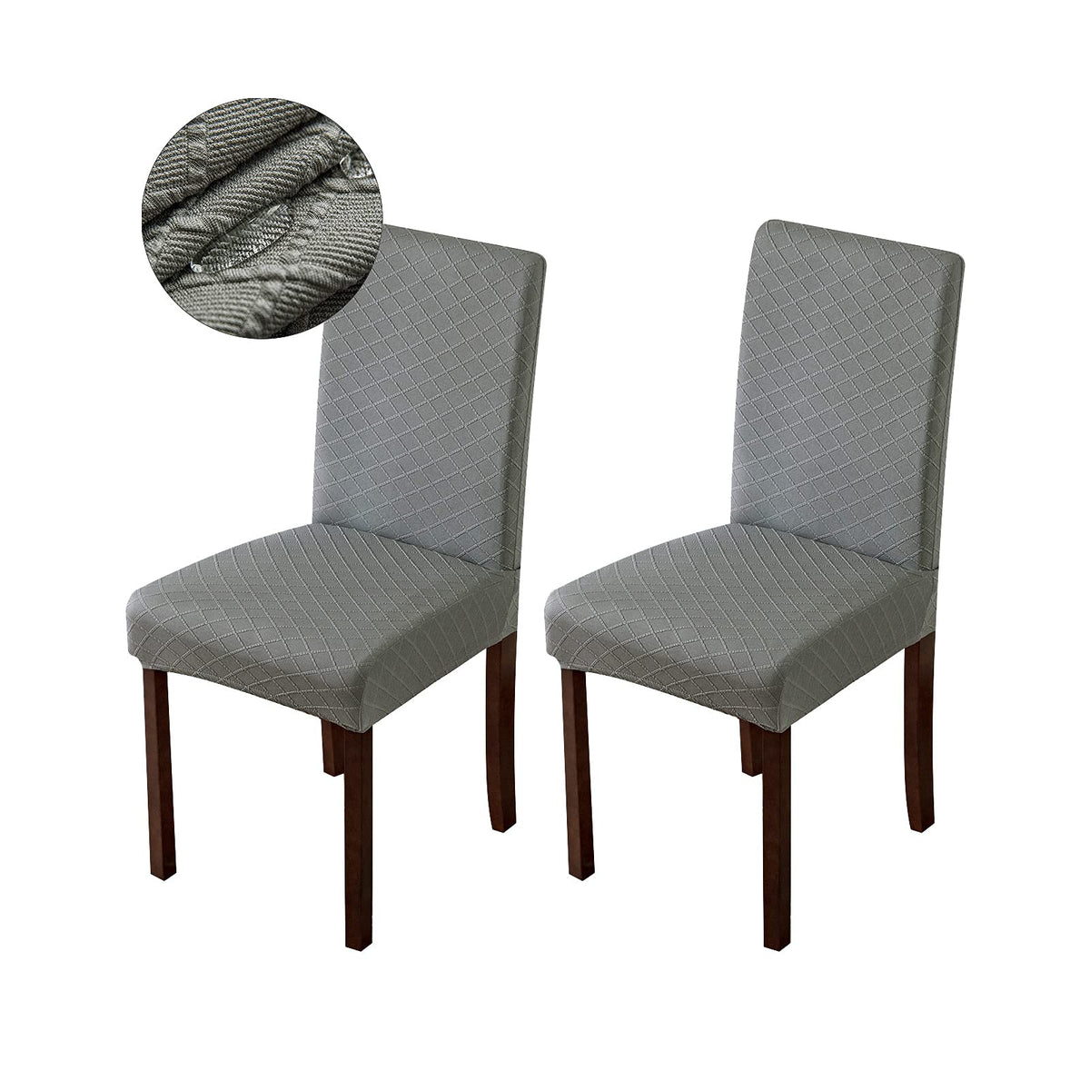 Genina Waterproof Chair Covers for Dining Room Dining Chair Covers Kitchen Parsons Chair Covers (Gray, 2 PCS)