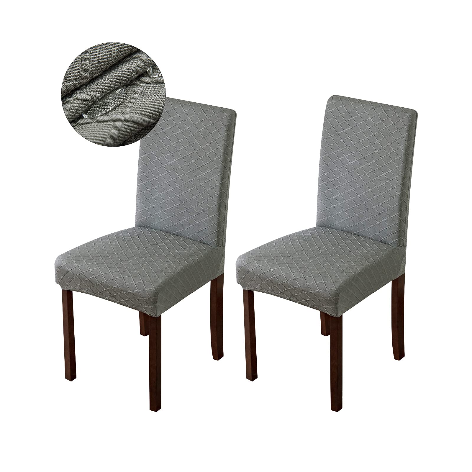 Genina Waterproof Chair Covers for Dining Room Dining Chair Covers Kitchen Parsons Chair Covers (Gray, 2 PCS)