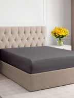King Fitted Bed Sheet - Hotel Luxury & Cooling Single Fitted Sheet Only - Easily Fits Mattress Up To 16 Inches Perfectly - Soft, Wrinkle Free, Breathable & Comfy Dark Grey Single Fitted Bed Sheet