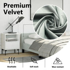 vidaXL Velvet Bed Frame Platform Bed, Scandinavian Style/Slats Support/No Box Spring Needed/Without Mattress/Easy Assembly, Light Grey Queen Bed