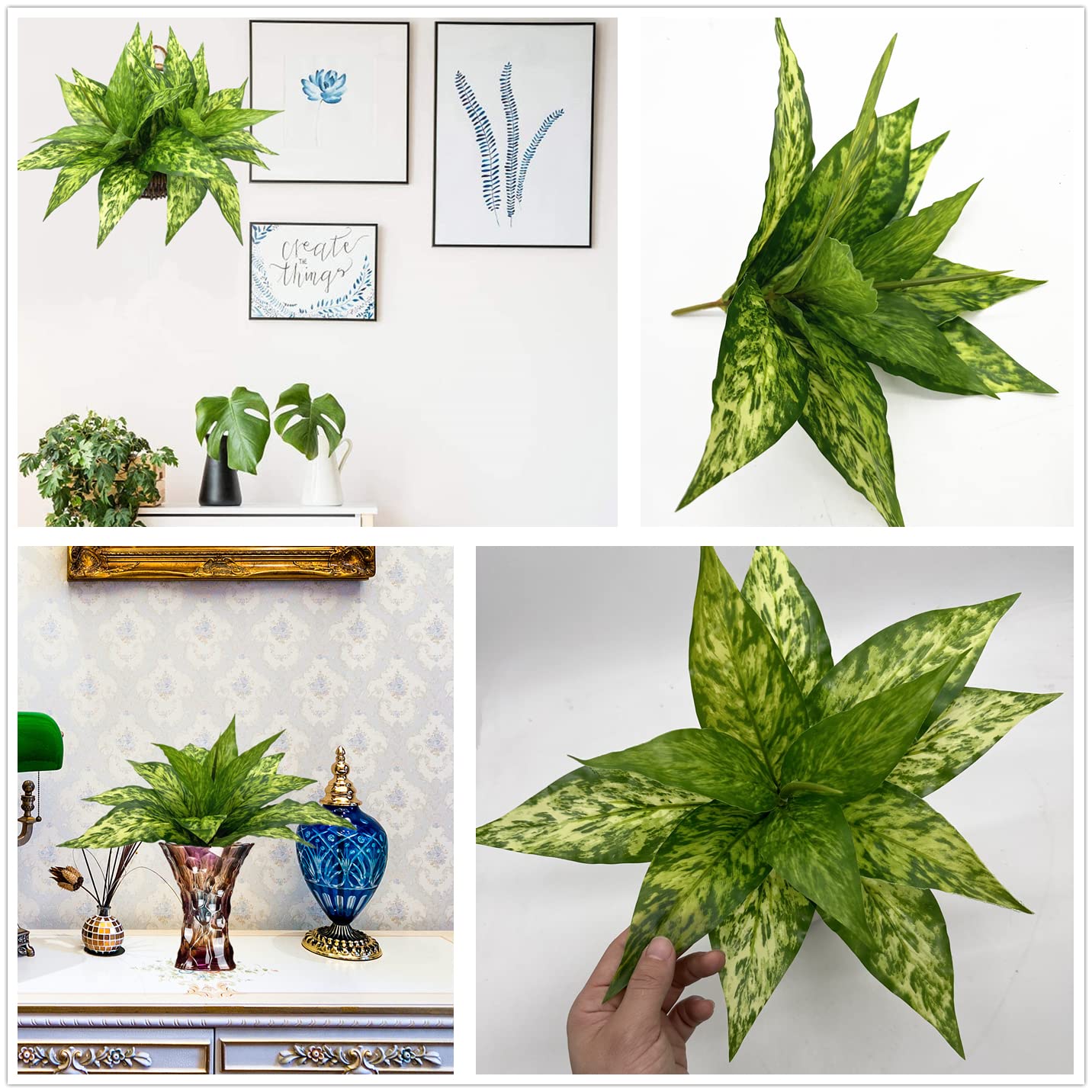 Artificial Agave Fake Plants, Faux Shrubs Grass Bushes Plant Plastic Flowers For Wedding Party Office Indoor Outdoor Room Yard G