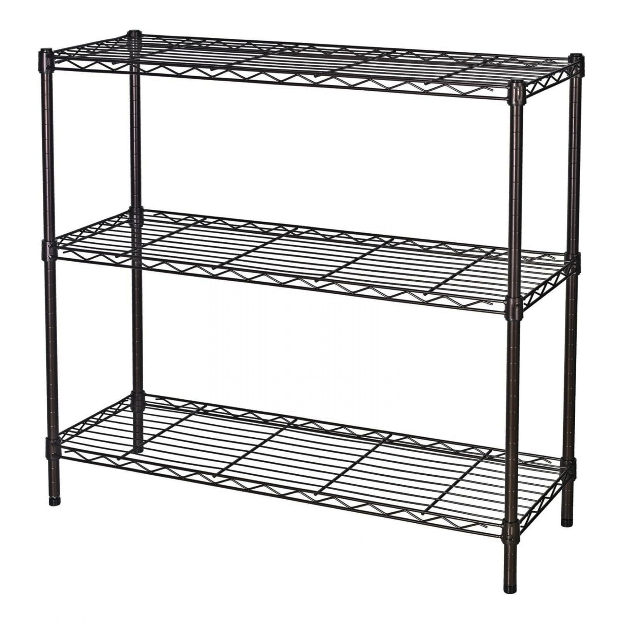 SoSo-BanTian1989 Metal Standing Shelf Units, 36 W x 14 D x 32 H Storage Shelves, Adjustable Steel Wire Shelving Rack (3-Tiers, B