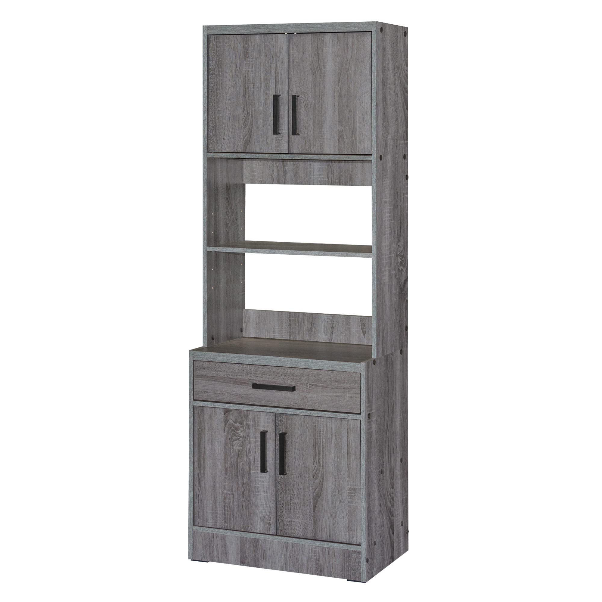 Better Home Products Shelby Tall Wooden Kitchen Pantry in Gray