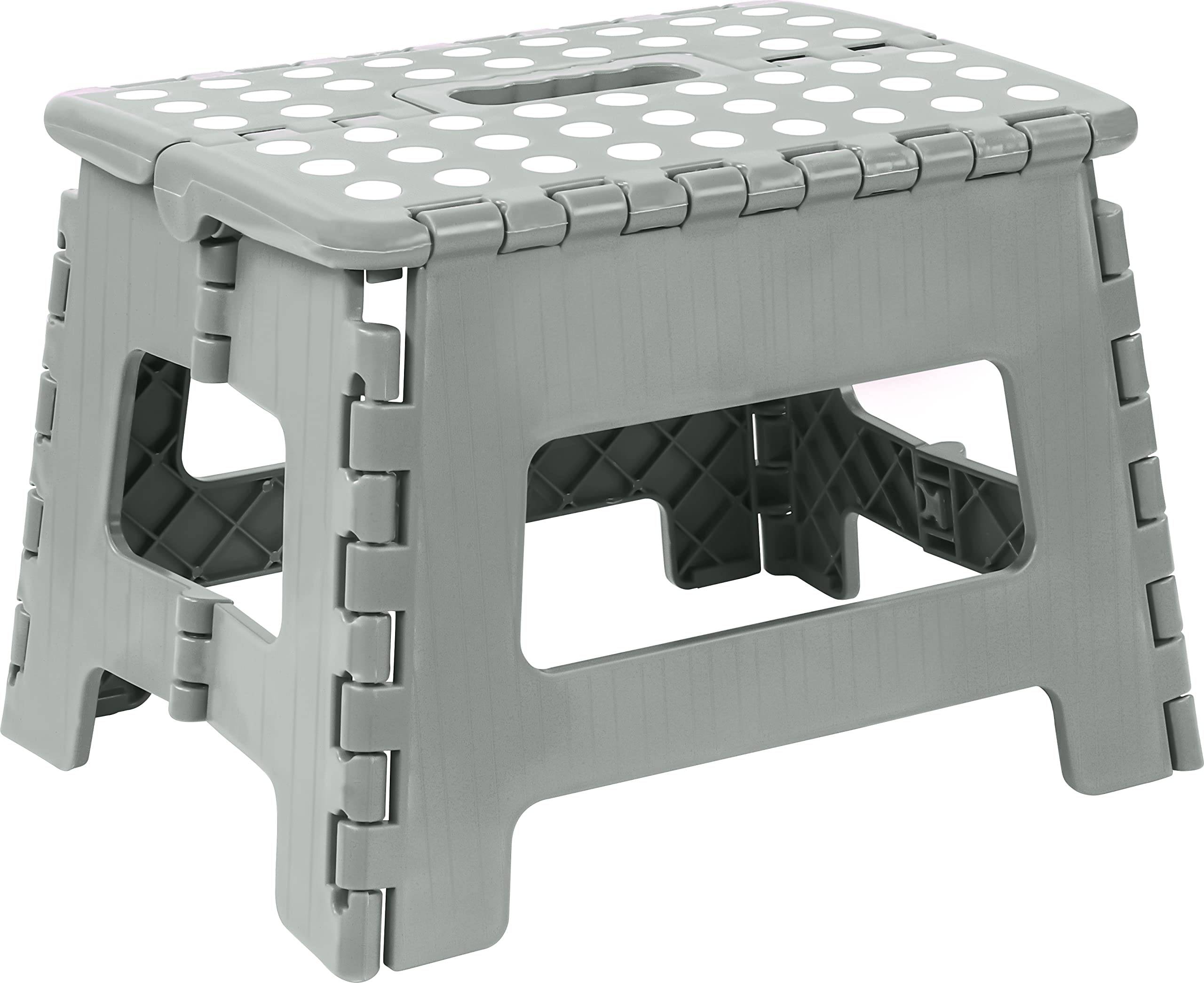 Utopia Home Folding Step Stool - (Pack Of 1) Foot Stool With 9 Inch Height - Holds Up To 300 Lbs - Lightweight Plastic Foldable Step Stool For Kitchen, Bathroom & Living Room (Light Grey)