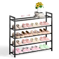 Bumusty 5-Tier Expandable Shoe Rack For Closet, 18-33    Adjustable Shoe Rack For Small Space, Small Shoe Organizer For Front Do