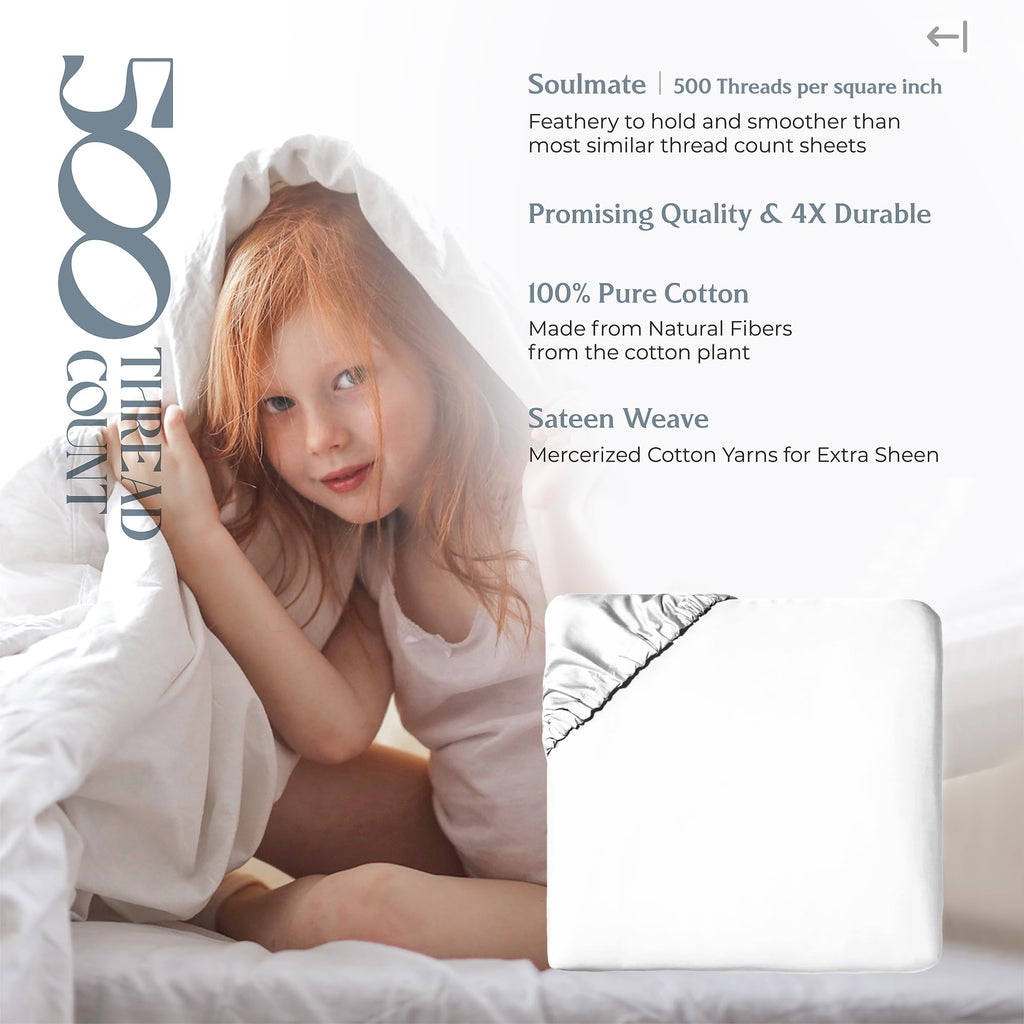 Mayfair Linen King Size Fitted Sheet Only - 100% Cotton 500 Thread Count Deep Pocket White King Fitted Sheet, 100% Cotton Fitted