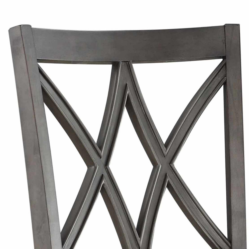 Steve Silver Furniture Linnett Dining Modern Twist, Set of 2 Side Chairs, Upholstered, Traditional Styling, Asian Hardwood Solids, Web Back Chairs, 19.5" L x 23.5" W x 42" H, Grey, Brown