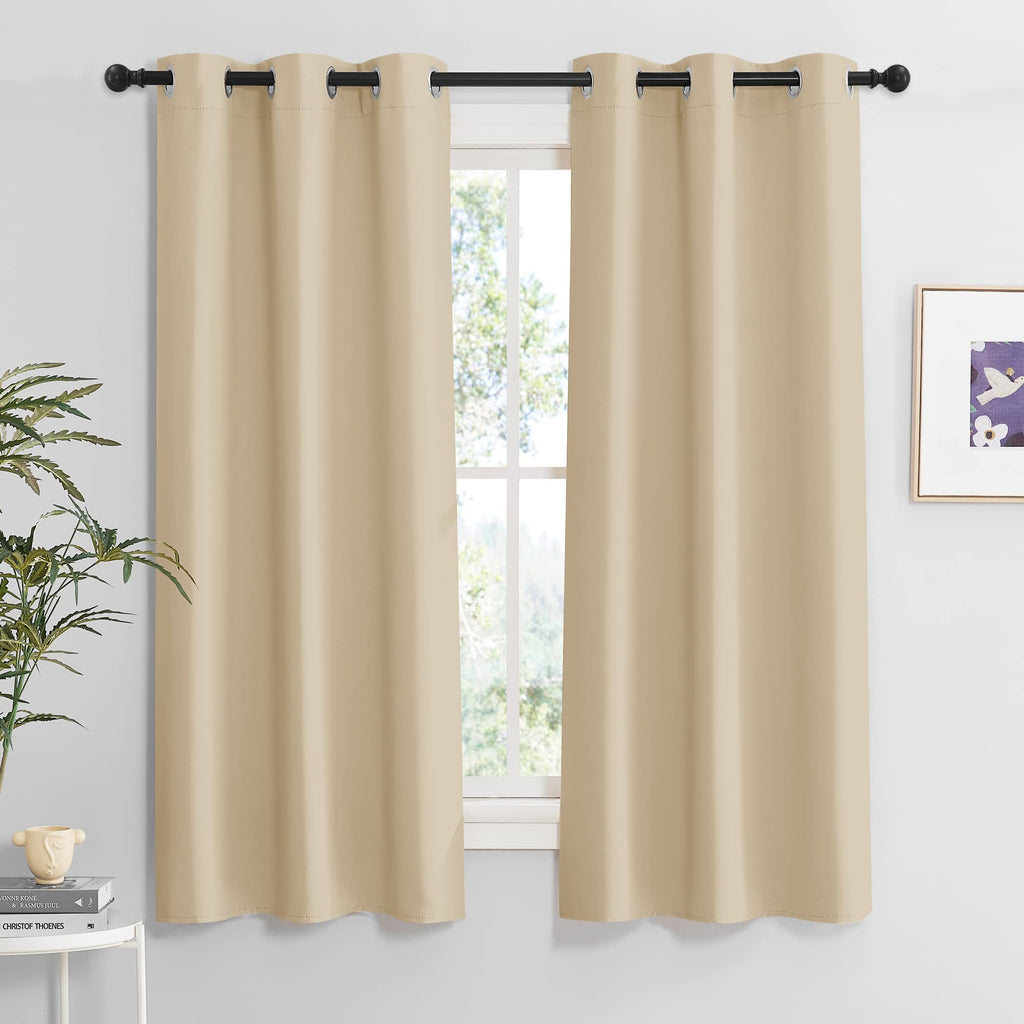 RYB HOME Living Room Curtains 63 inches 2 Panel Set, Lights & Draft Block Thermal Insulated Drapes Room Darkening Privcay Window