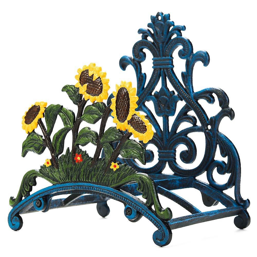 Sungmor Cast Iron Heavy Duty Garden Hose Holder - Decorative Hand-Painted Sunflower Wall Mounted Water Hose Hanger - Wall Decora