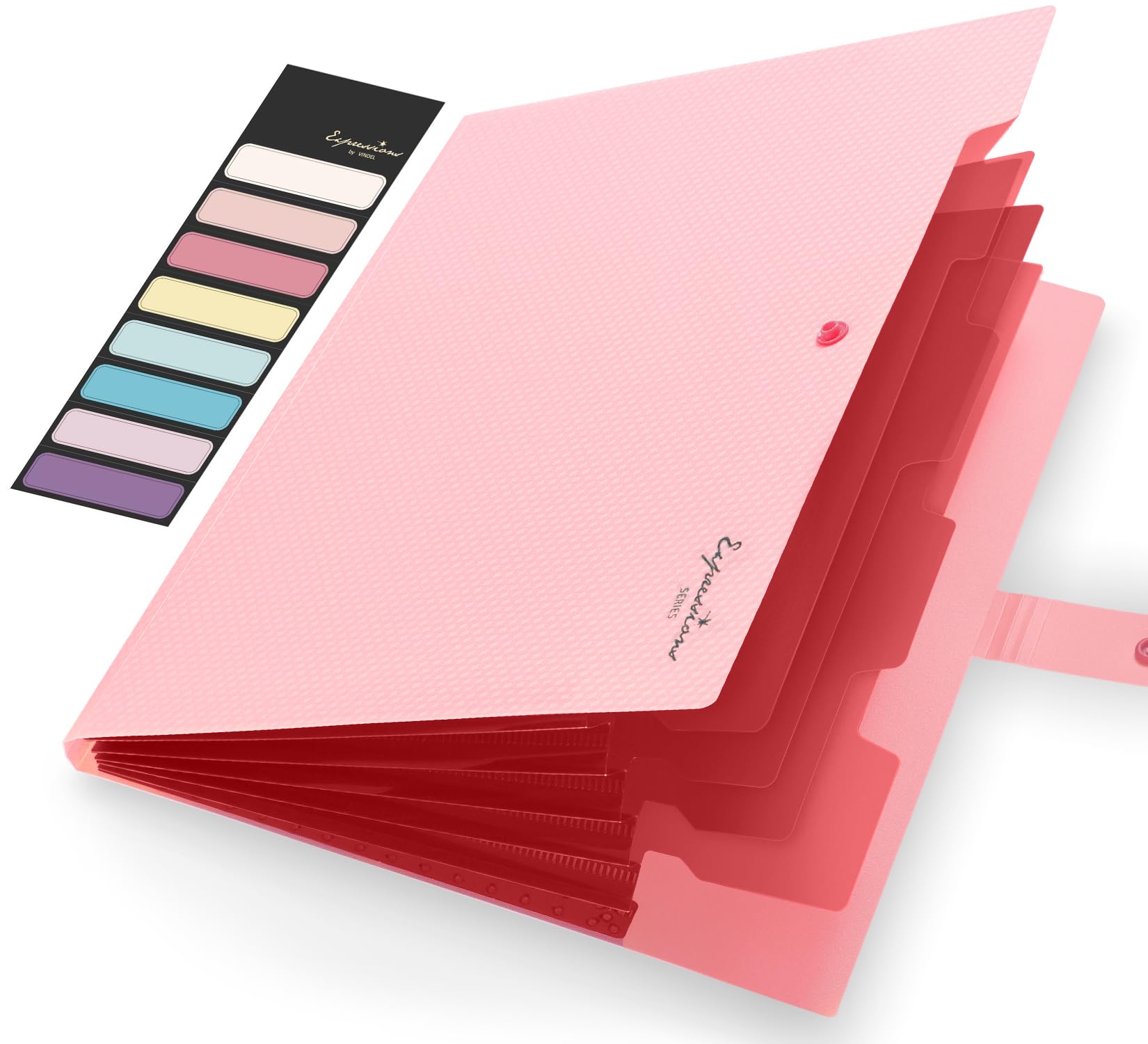 Sooez Expanding File Folder, Letter Size Accordion File Organizer, 5 Pocket Folders For Documents, Cute Folder With Labels, Port