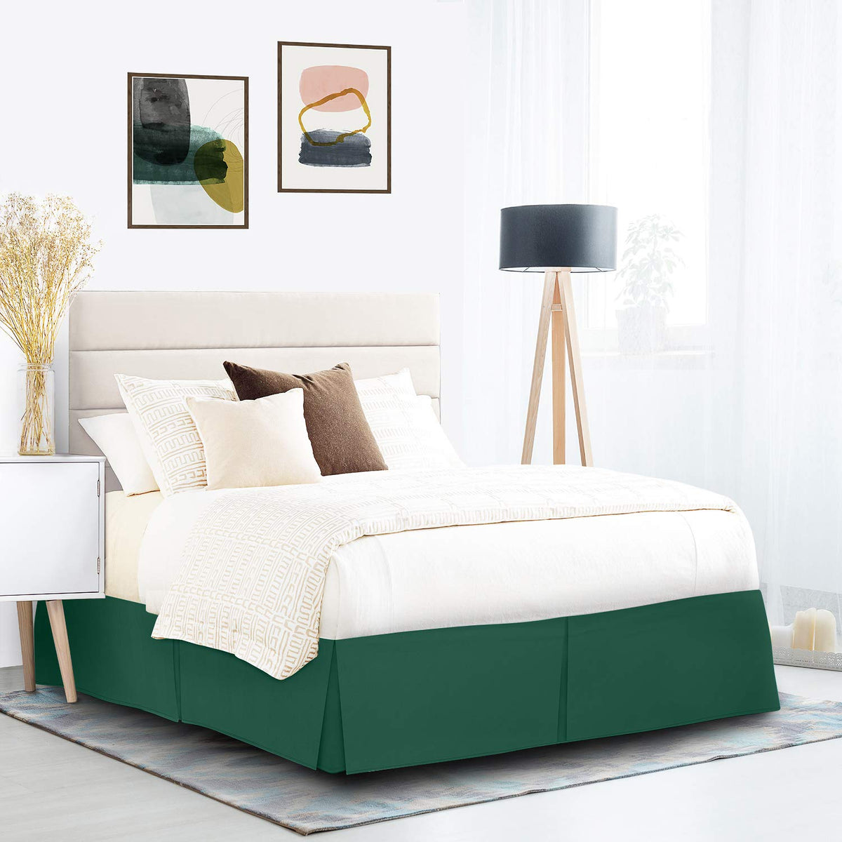 Nestl Hunter Green Full Bed Skirt - Full Size Bed Skirt 14 Inch Drop - Brushed Microfiber Bed Skirts - Hotel Quality Pleated Bed