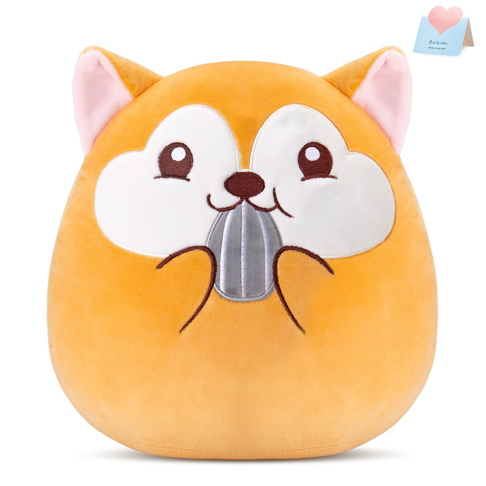 Athionsu 12-Inch Squirrel Plush Pillow Cute Stuffed Animal Pillow With Chubby Cheeks And Acorn, Soft And Squishy Plush Toy Cushi