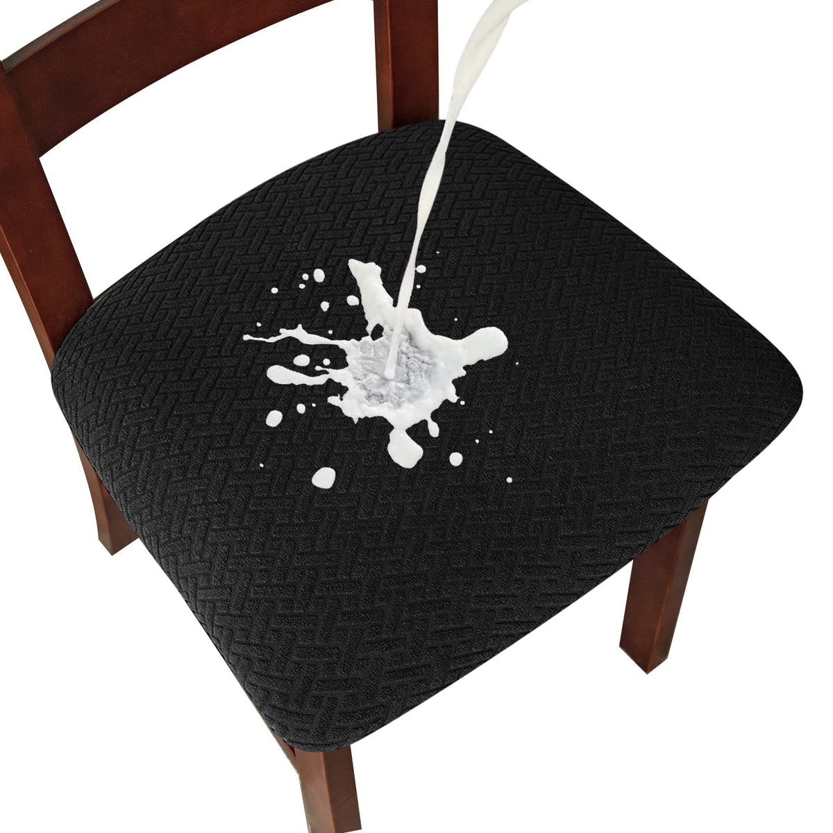 Genina Waterproof Seat Covers For Dining Room Chairs Covers Dining Chair Seat Covers Kitchen Chair Covers Slipcovers (Black, 2 Pcs)