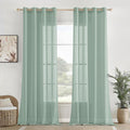 Homemonde Transparent Sheer Cotton Curtains Door 7 Feet Solid Texture Drapes Panels With Stainless Steel Top Eyelets  (Silver G
