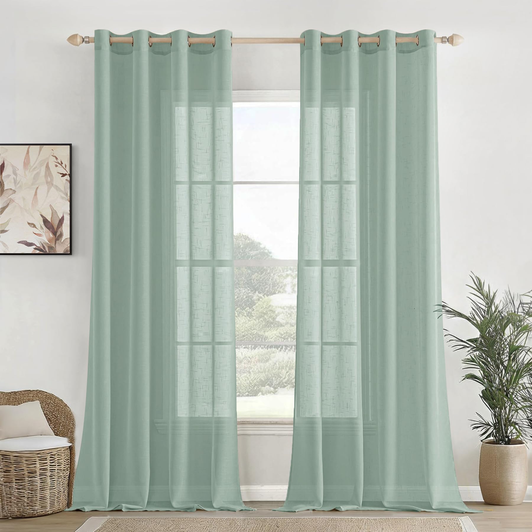 Homemonde Transparent Sheer Cotton Curtains Pack Of 6 Window 6 Feet Solid Texture Drapes Panels With Stainless Steel Top Eyelets