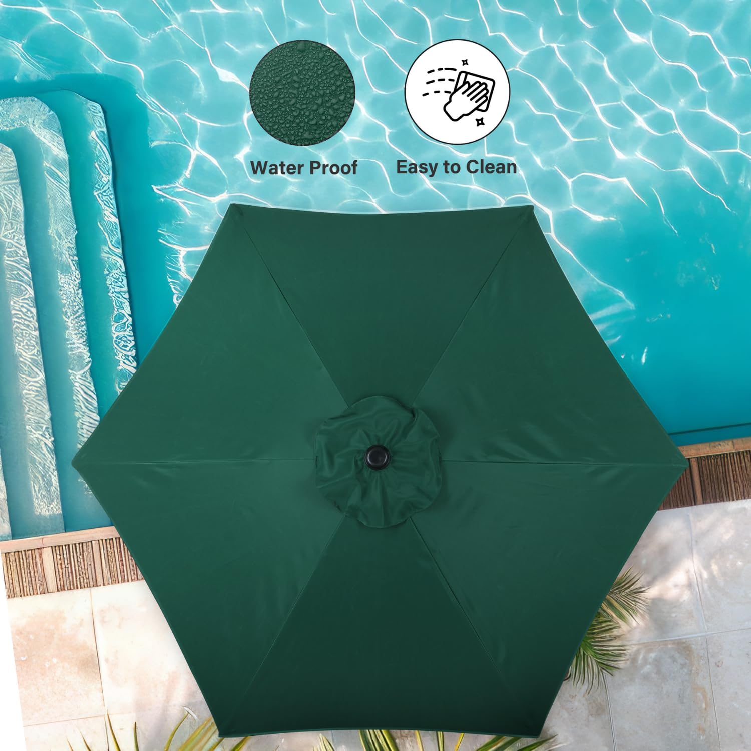 Simple Deluxe 7.5' Patio Umbrella Outdoor Table Market Yard Umbrella With 6 Sturdy Ribs For Backyard, Pool, Garden, Deck, Green