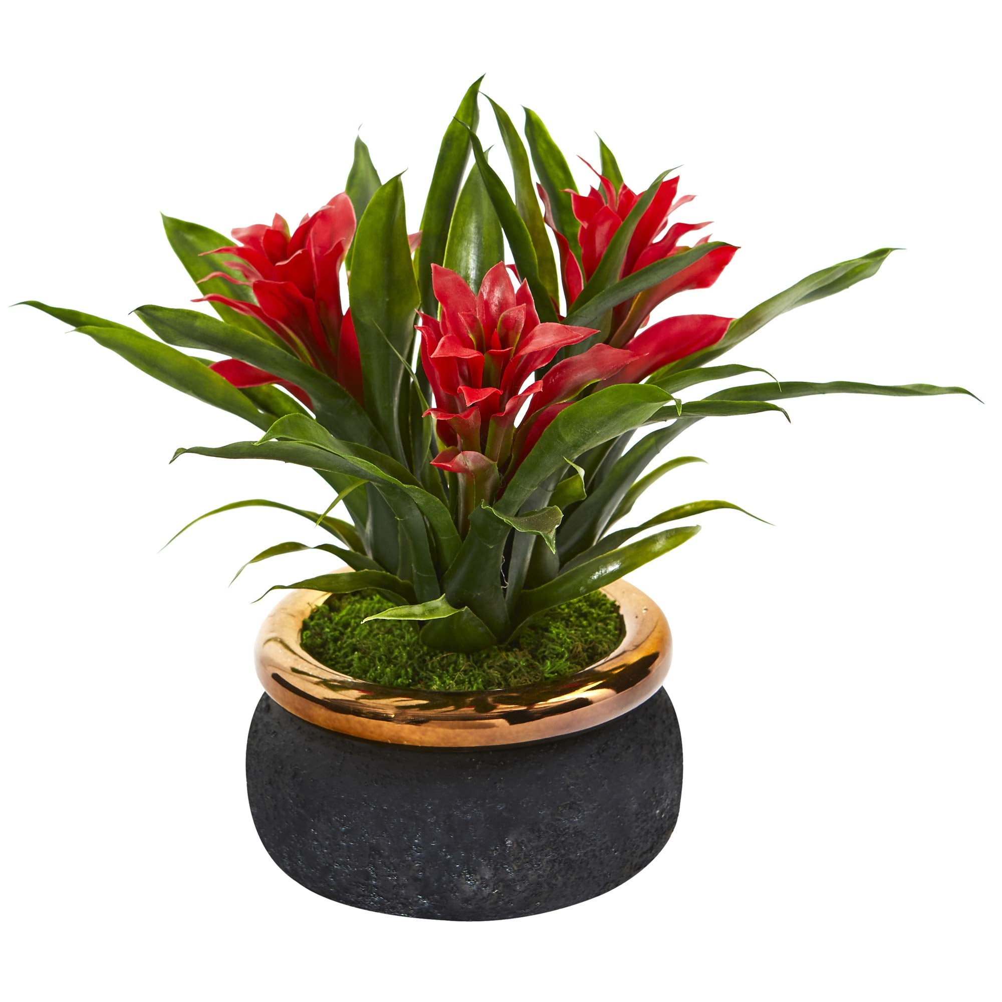 11 Bromeliad Artificial Plant In Stoneware Planter