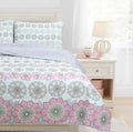 Cozy Line Home Fashions Light Purple Lavender Pink Floral 100% Cotton Reversible Quilt Bedding Set, Bedspread, Coverlet For Girl