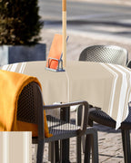 Queenker Outdoor Tablecloth With Umbrella Hole, Khaki And White Stripe Square Tables Waterproof Tabletop Collection For Patio, G