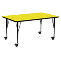 Flash Furniture Wren Mobile 24''W X 60''L Rectangular Yellow Hp Laminate Activity Table - Height Adjustable Short Legs