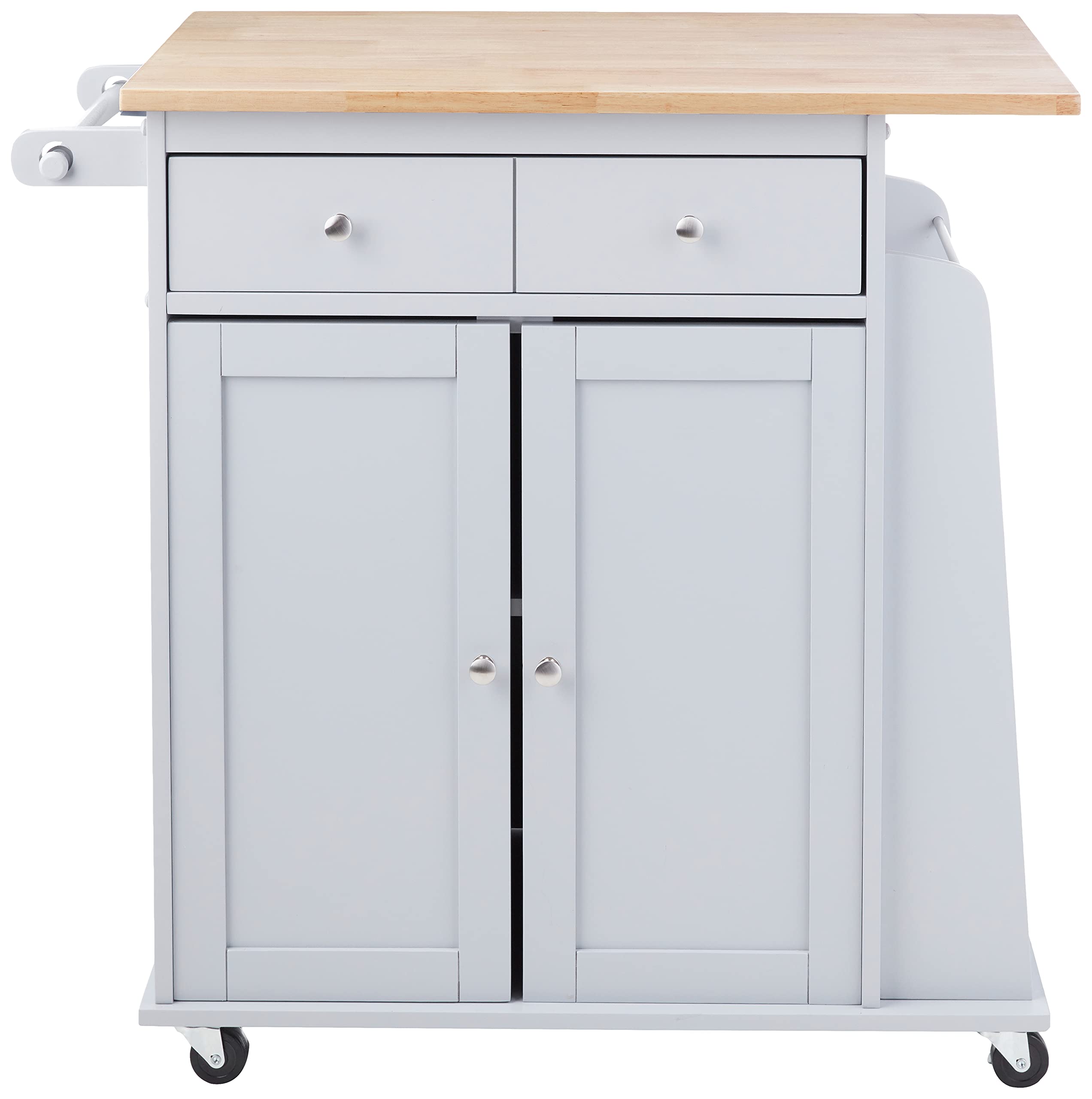 Acme Tullarick 2-Drawer Wooden Kitchen Cart in Natural and Gray
