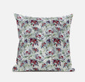 HomeRoots Light Blue Pink 18' Light Green Magenta Roses Zippered Suede Throw Pillow