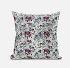 HomeRoots Light Blue Pink 18' Light Green Magenta Roses Zippered Suede Throw Pillow