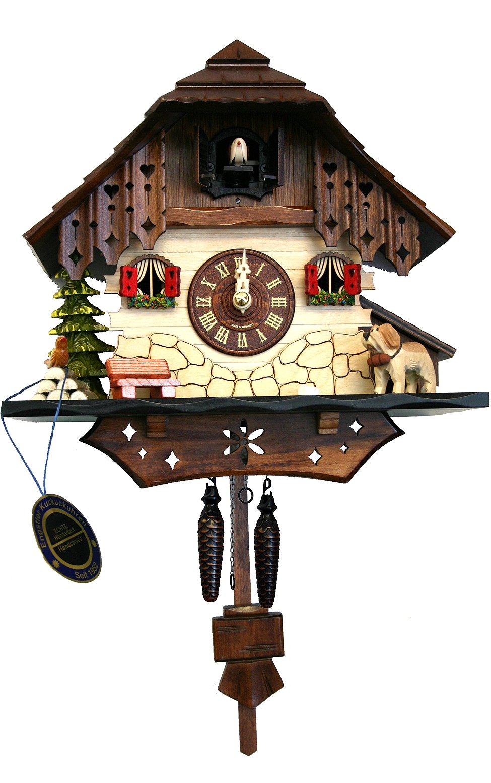 Alexander Taron Importer 403Qm Engstler Battery-Operated Cuckoo Clock-Full Size-13 H X 10&quot; W X 6&quot; D, Brown